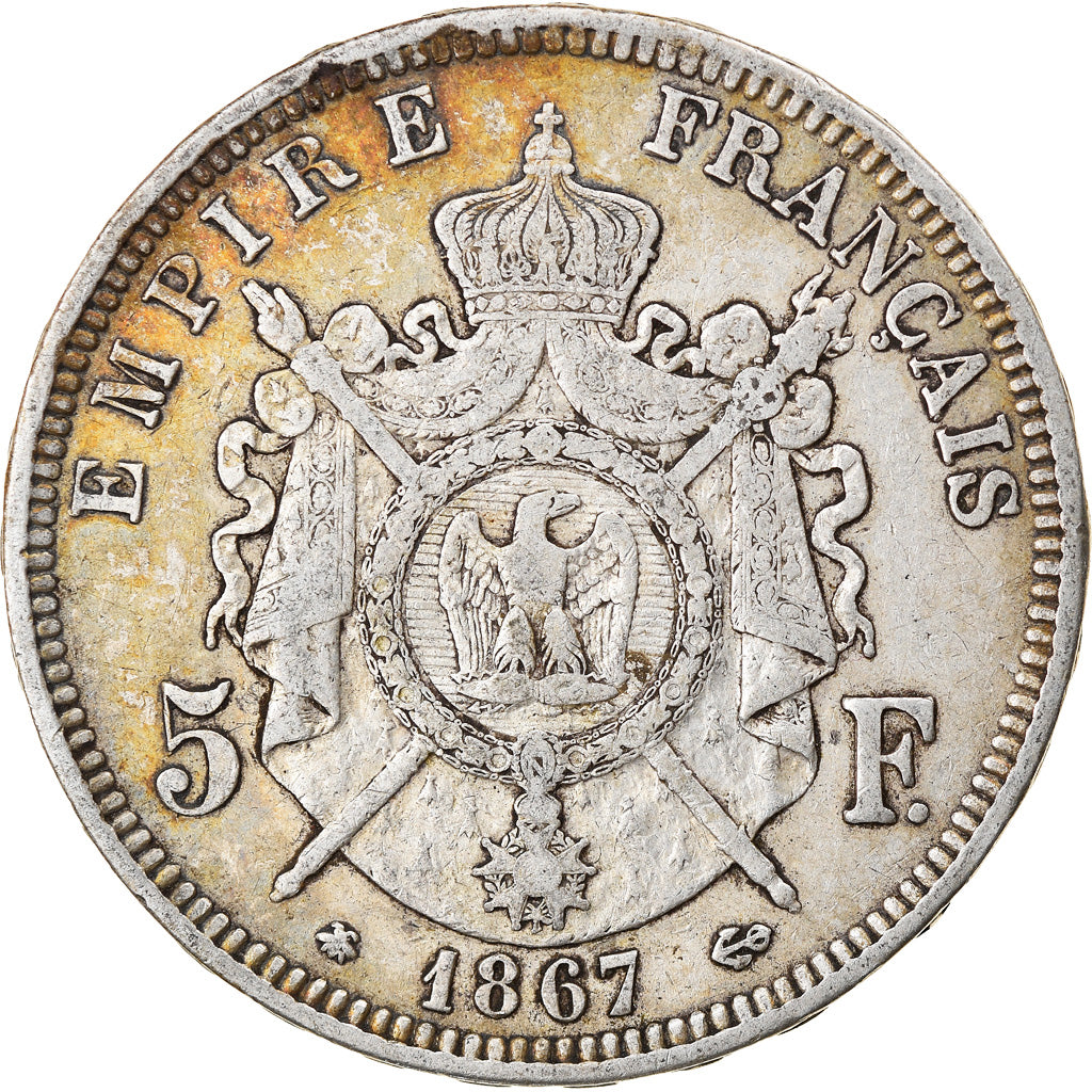 Moneta, Francja, Napoleon III, 5 Francs, 1867, Paris, VF(30-35), Srebro