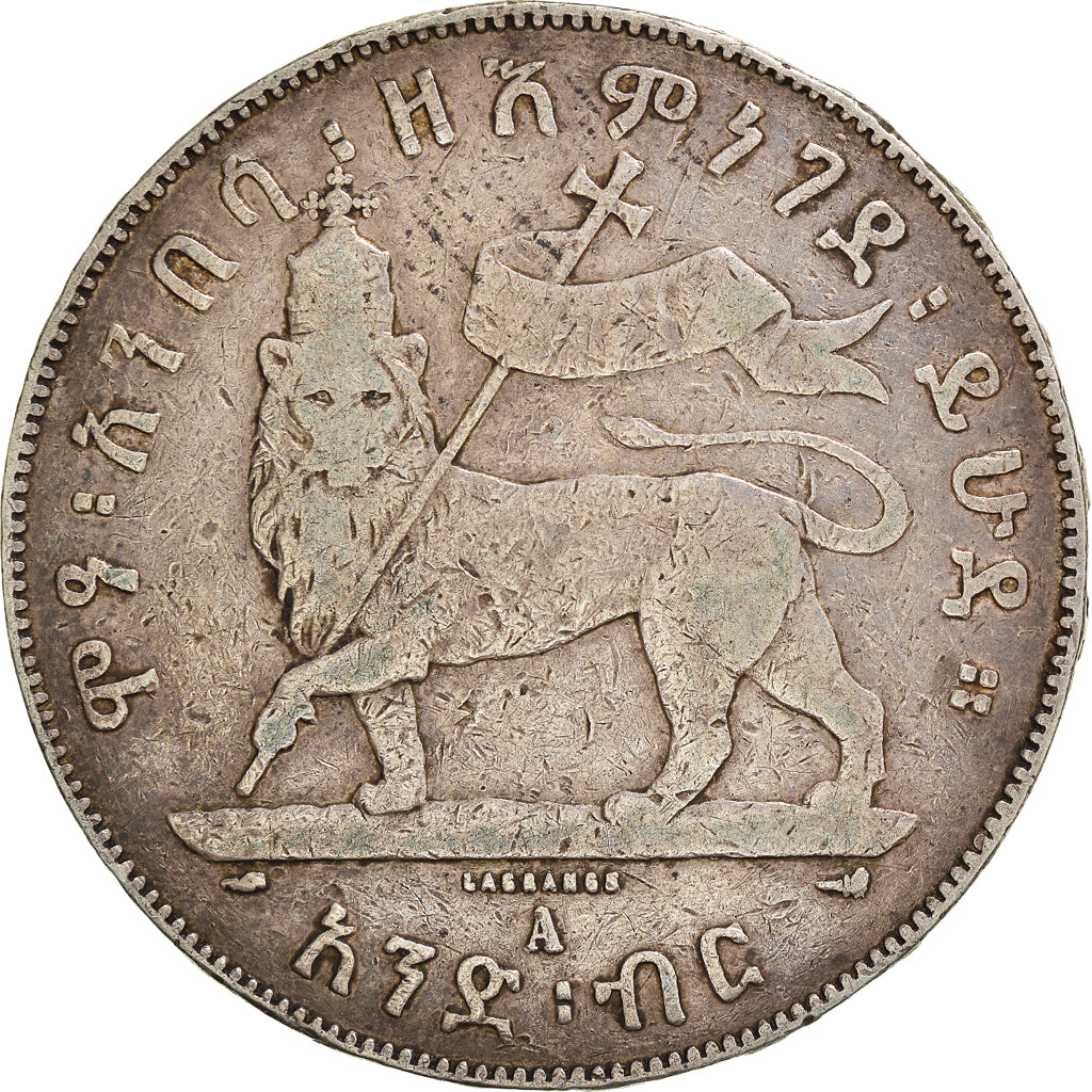 Coin, Ethiopia, Menelik II, Birr, 1897, Paris, VF(20-25), Silver, KM:5