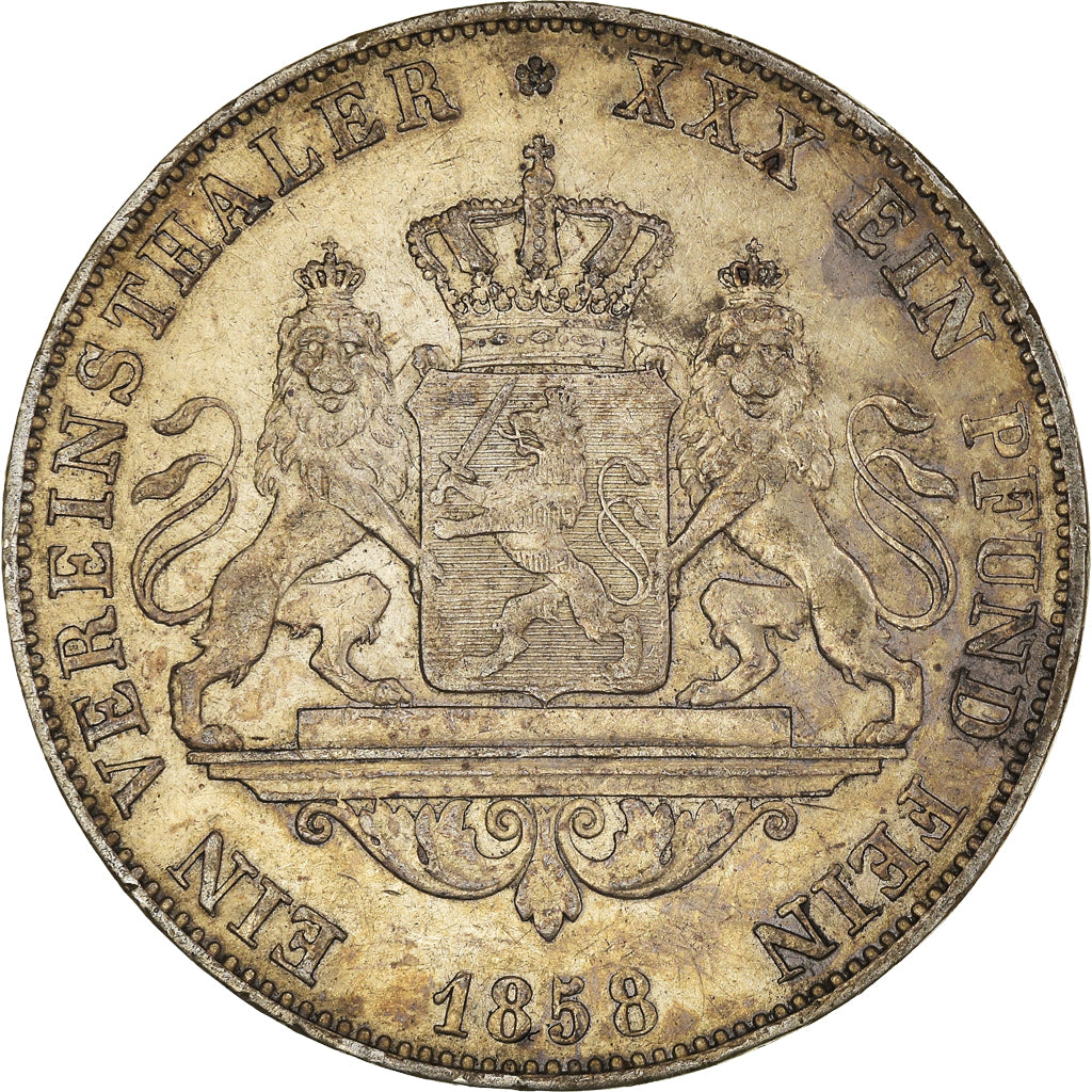 Coin, German States, HESSE-DARMSTADT, Ludwig III, Thaler, 1858, Darmstadt