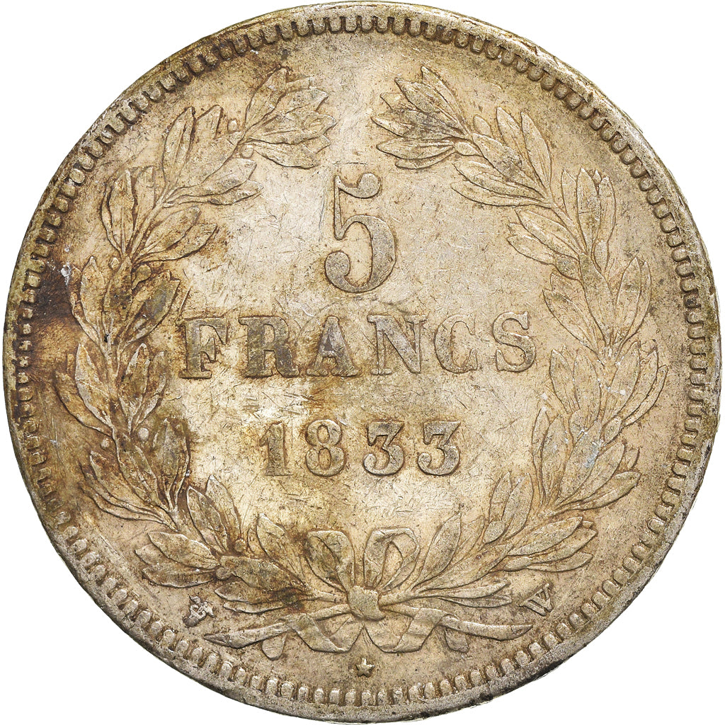 Coin, France, Louis-Philippe, 5 Francs, 1833, Lille, VF(30-35), Silver