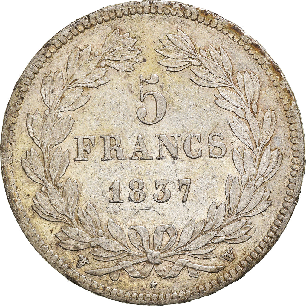 Coin, France, Louis-Philippe, 5 Francs, 1837, Lille, EF(40-45), Silver