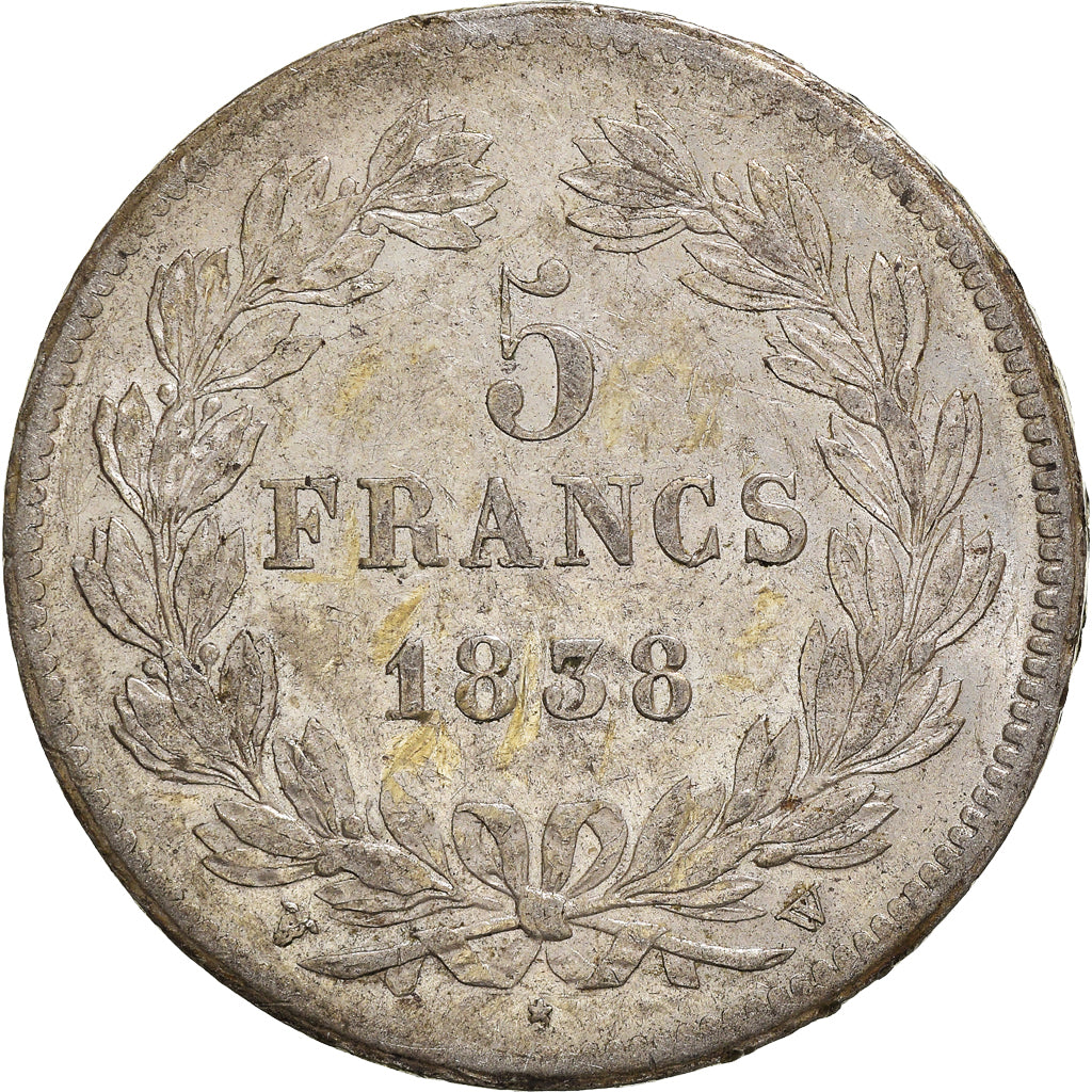 Coin, France, Louis-Philippe, 5 Francs, 1838, Lille, EF(40-45), Silver