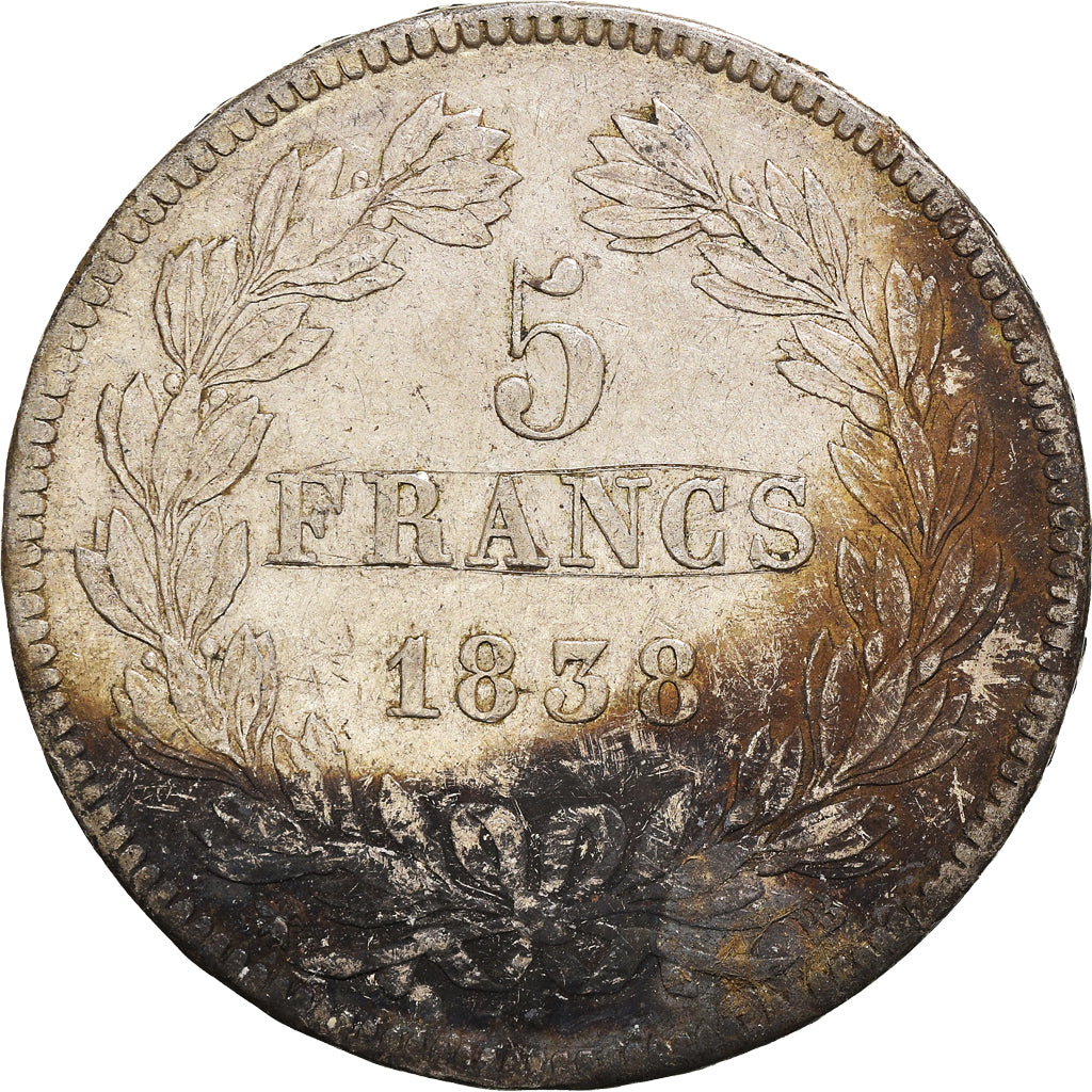 Coin, France, Louis-Philippe, 5 Francs, 1838, Strasbourg, VF(30-35), Silver