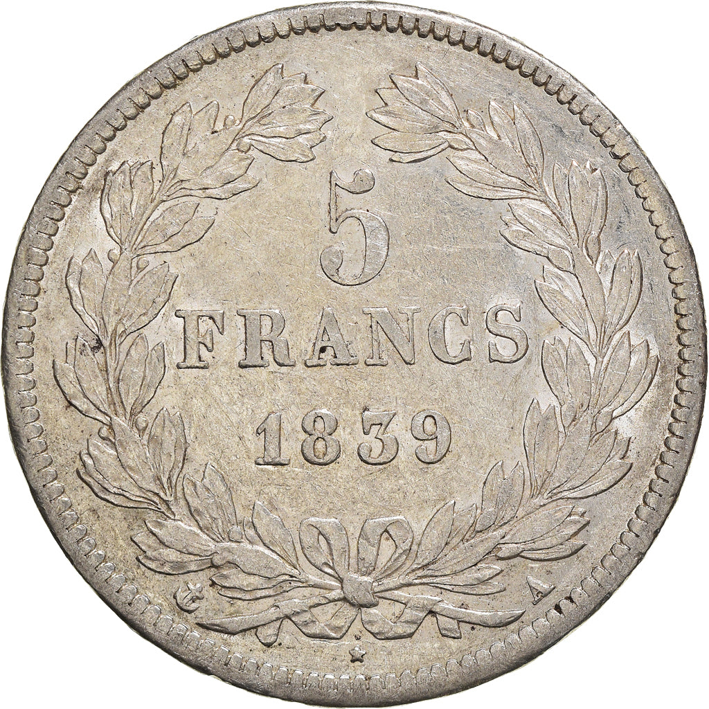 Coin, France, Louis-Philippe, 5 Francs, 1839, Paris, EF(40-45), Silver