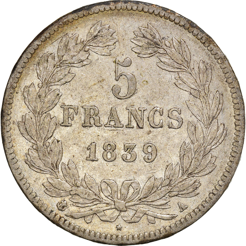 Coin, France, Louis-Philippe, 5 Francs, 1839, Paris, EF(40-45), Silver