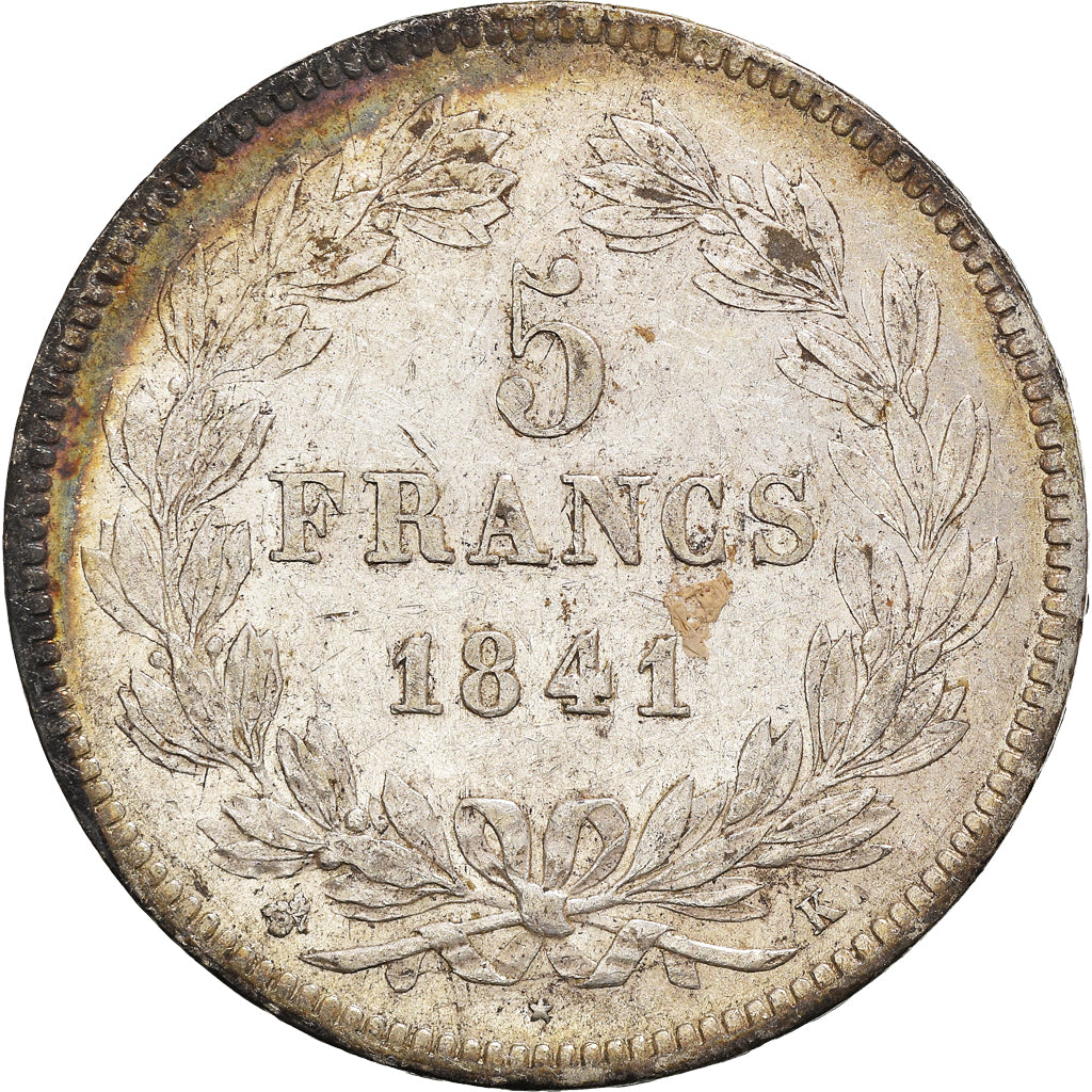 Coin, France, Louis-Philippe, 5 Francs, 1841, Bordeaux, EF(40-45), Silver