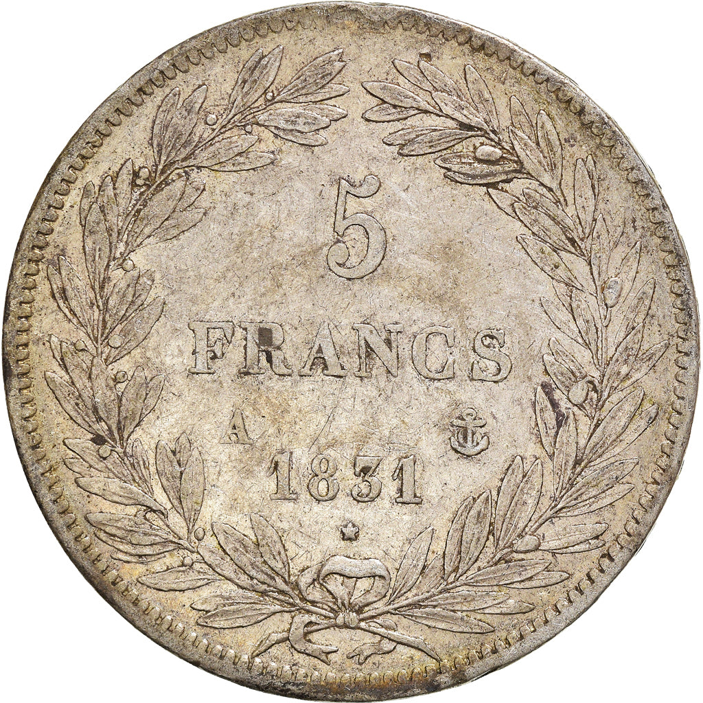 Coin, France, Louis-Philippe, 5 Francs, 1831, Paris, VF(30-35), Silver