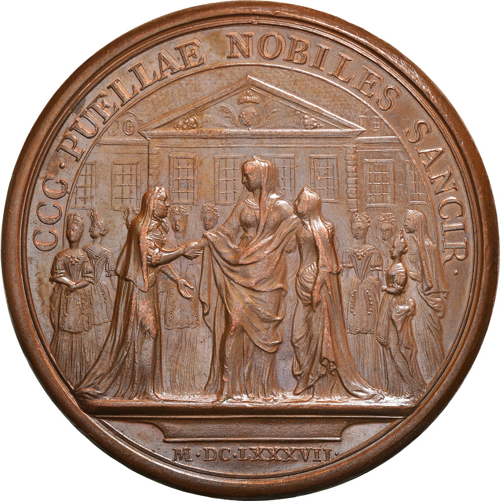 Francia, medalla, Louis XIV, Maison Royale de SAint-Cyr, 1687, Mauger, EBC+