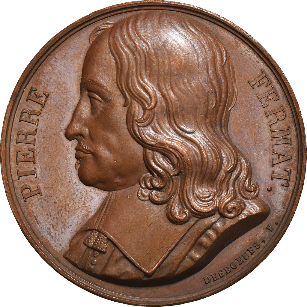 Francia, medalla, Galerie des Grands Hommes, Pierre Fermat, 1822, Desboeufs