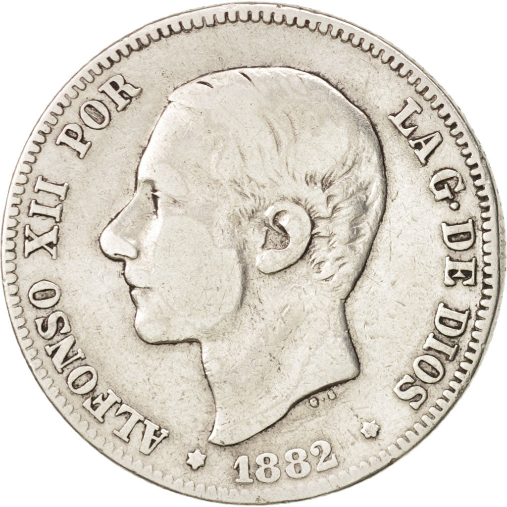 Coin, Spain, Alfonso XII, 2 Pesetas, 1882, VF(30-35), Silver, KM:678.2