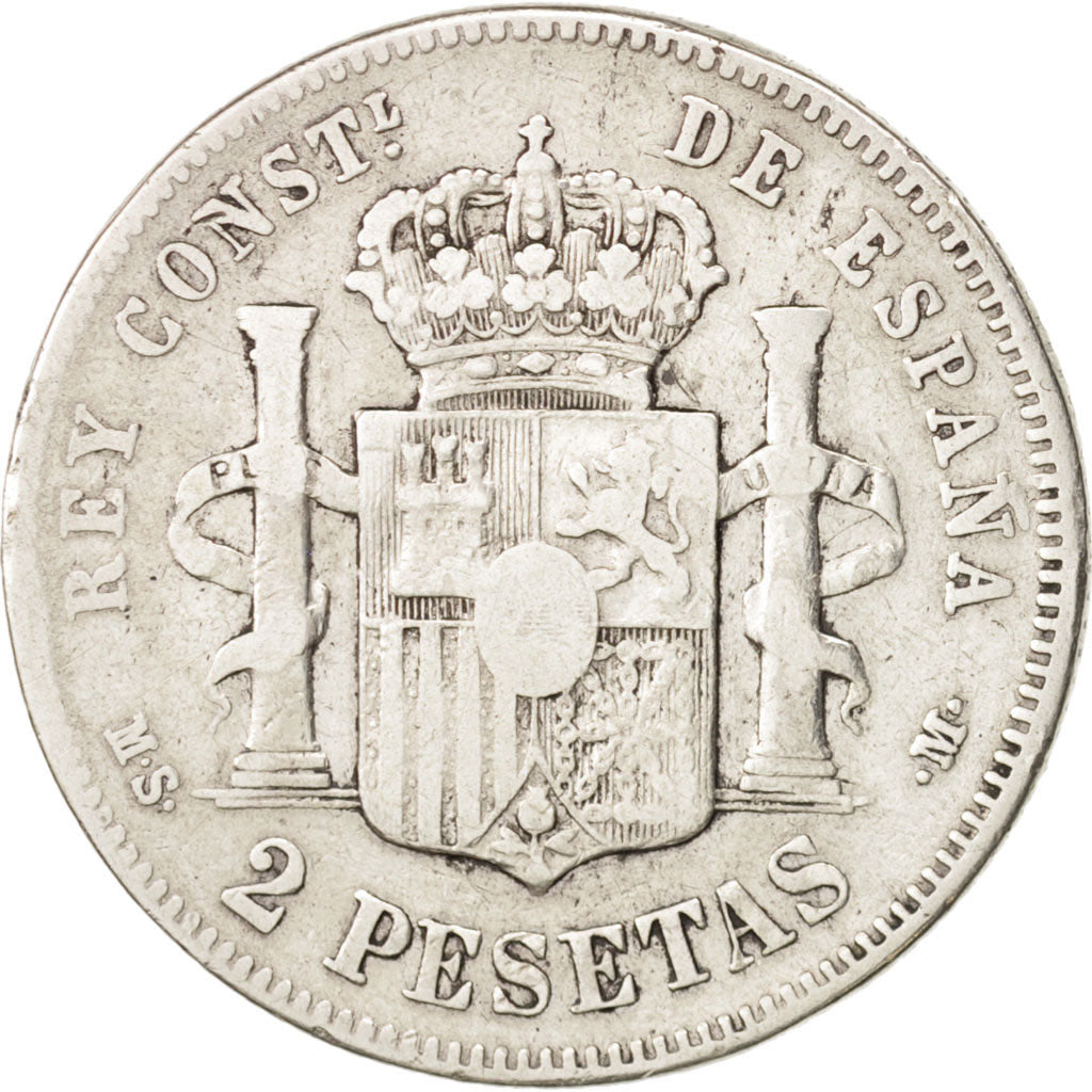 Coin, Spain, Alfonso XII, 2 Pesetas, 1882, VF(30-35), Silver, KM:678.2