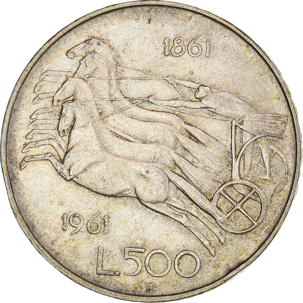 Coin, Italy, 500 Lire, 1961, Rome, AU(50-53), Silver, KM:99