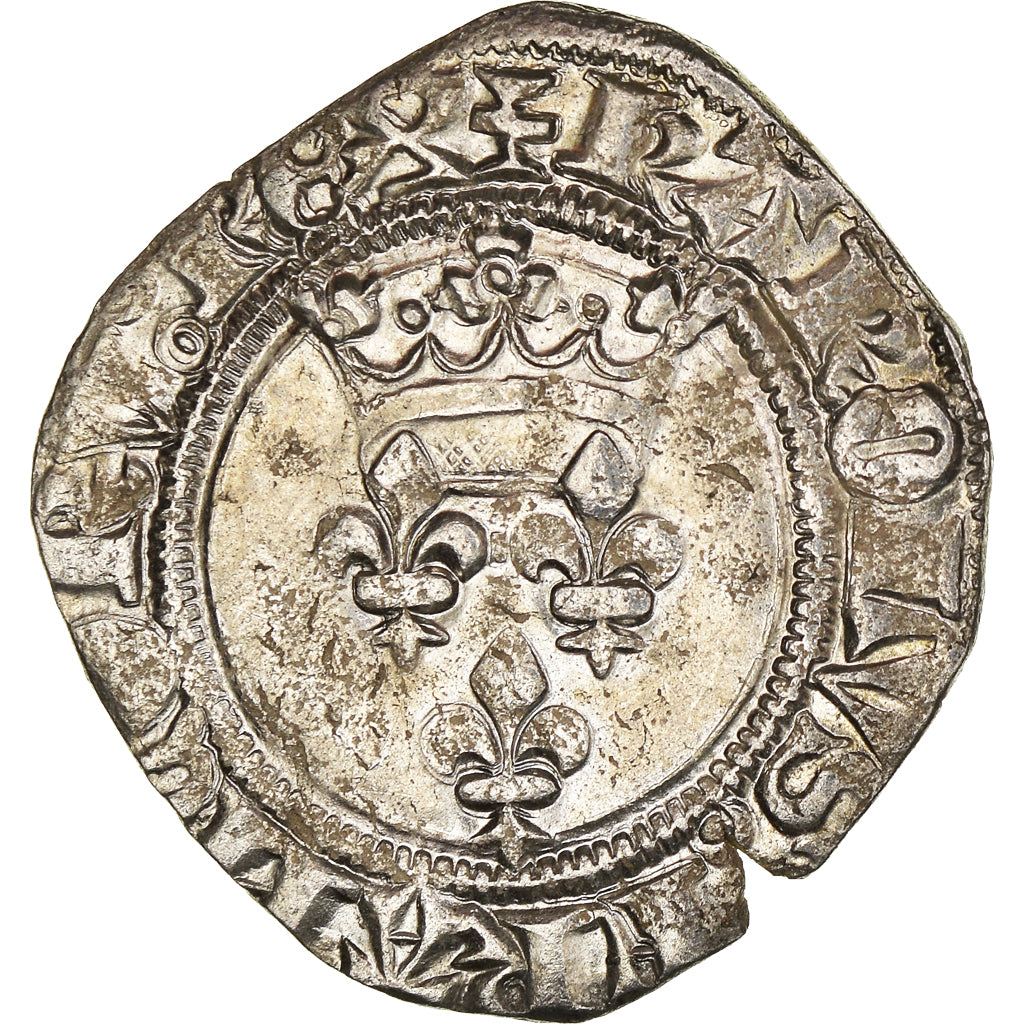 Coin, France, Charles VI, Florette, Paris, EF(40-45), Billon, Duplessy:387C