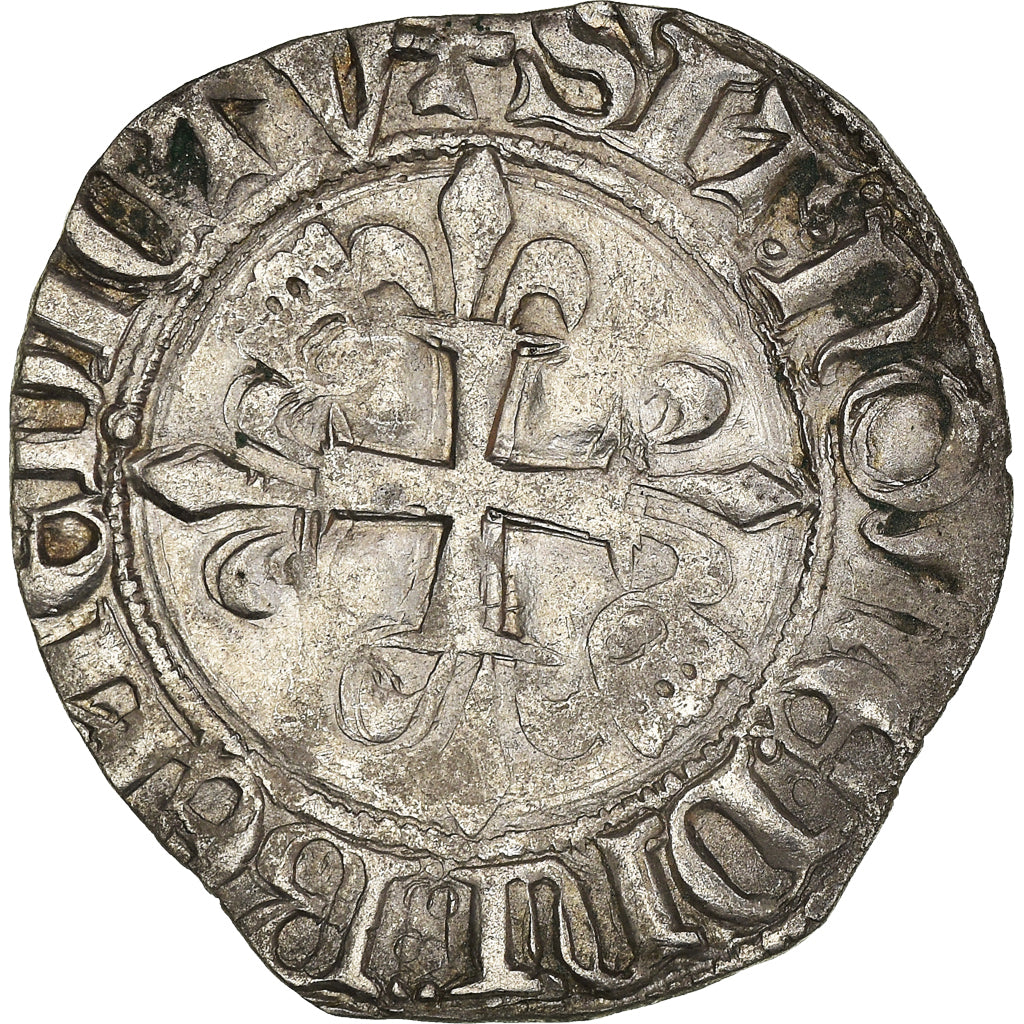 Moneda, Francia, Charles VI, Florette, Rouen, MBC, Vellón, Duplessy:387A