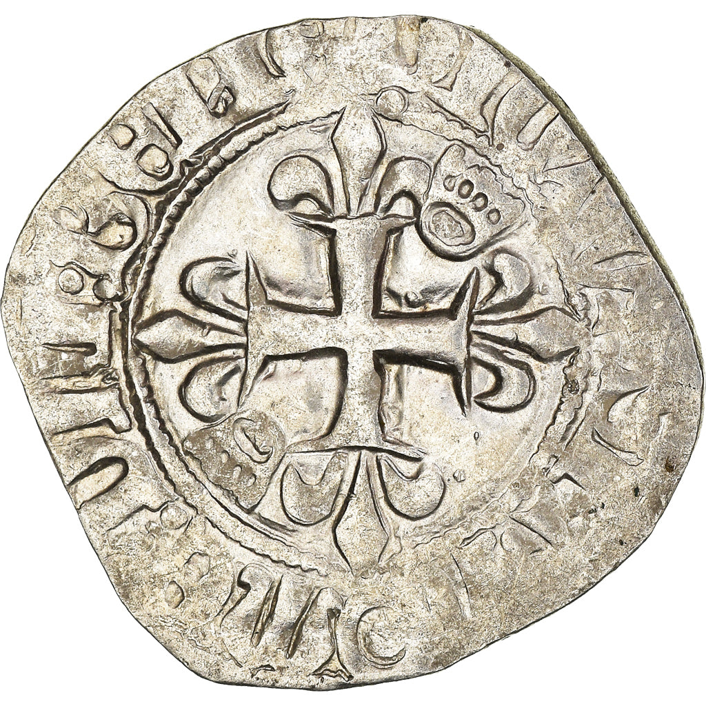 Coin, France, Charles VI, Florette, Rouen, EF(40-45), Billon, Duplessy:387A