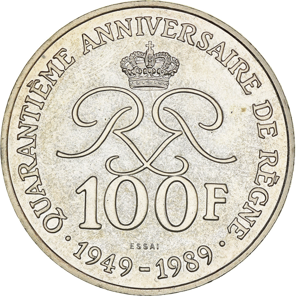 Coin, Monaco, Rainier III, 100 Francs, 1989, Paris, ESSAI, MS(63), Silver