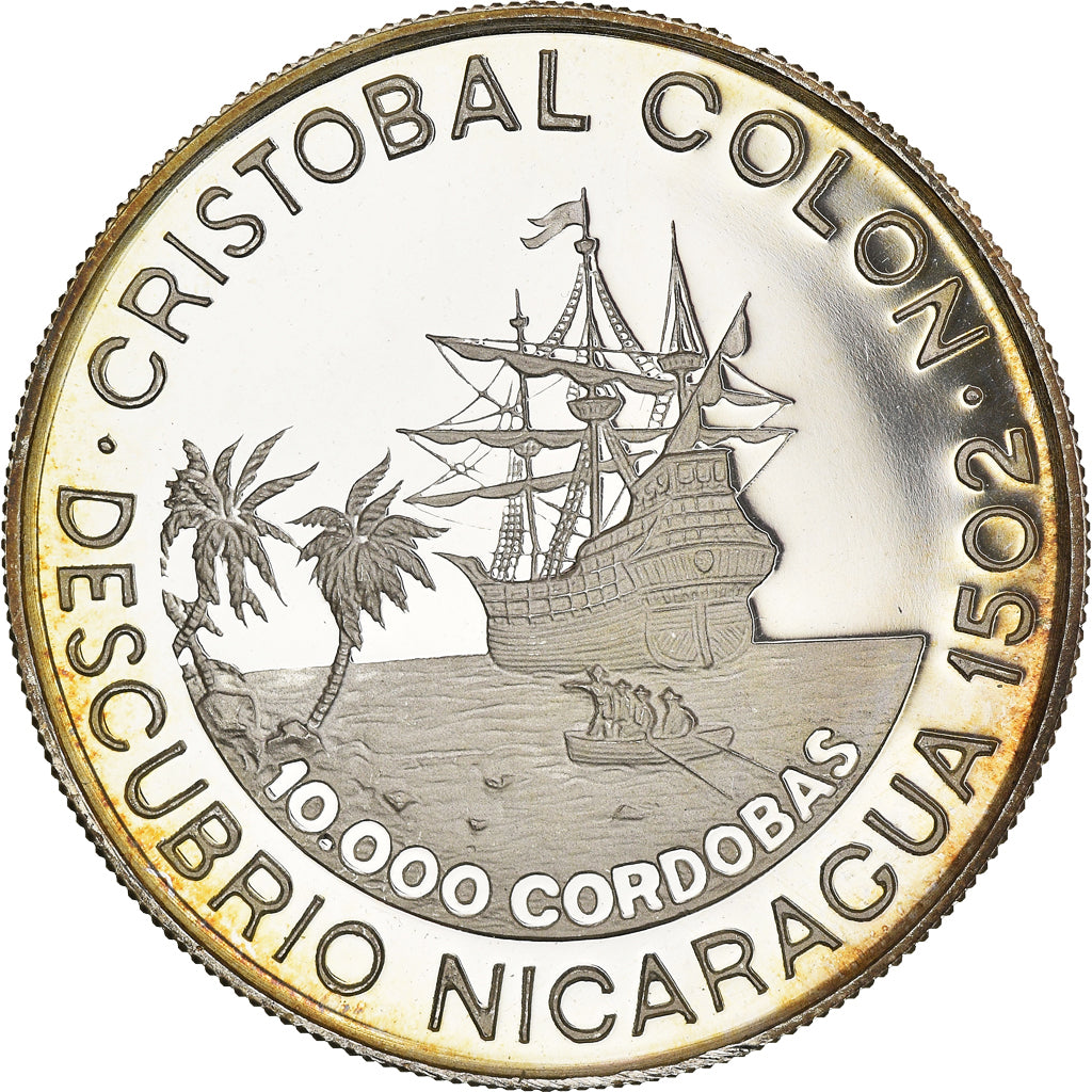 Coin, Nicaragua, 10000 Cordobas, 1989, Proof, MS(65-70), Silver, KM:64