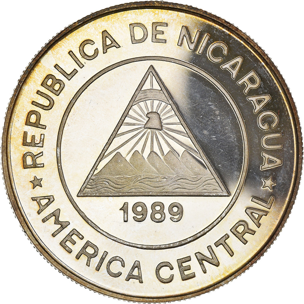 Coin, Nicaragua, 10000 Cordobas, 1989, Proof, MS(65-70), Silver, KM:64