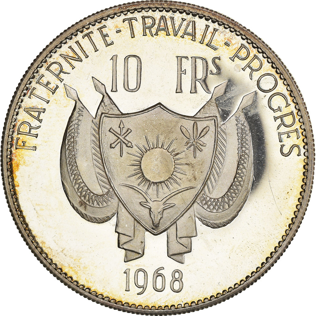 Münze, Niger, 10 Francs, 1968, Proof, STGL, Silber, KM:8.1