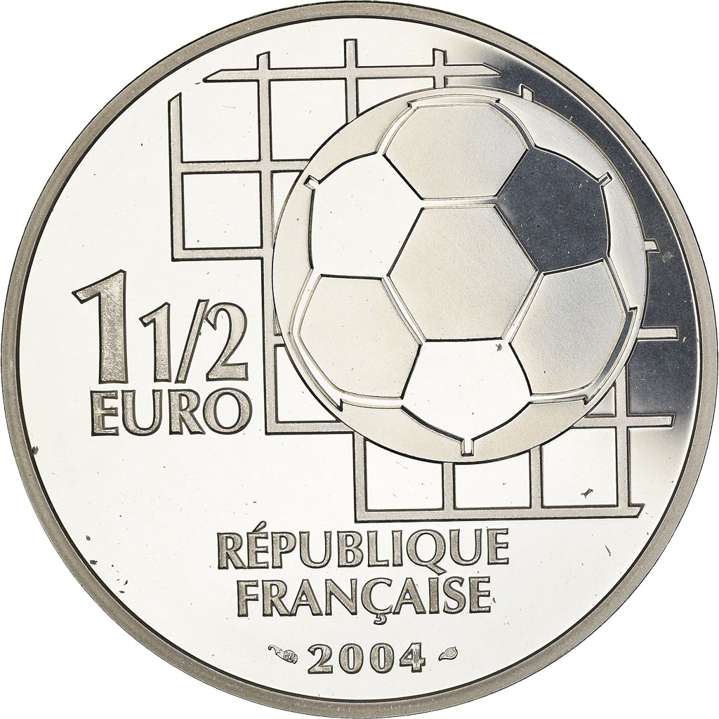 France, 1-1/2 Euro, Centenaire de la Fifa, 2004, Paris, BE, MS(65-70), Silver