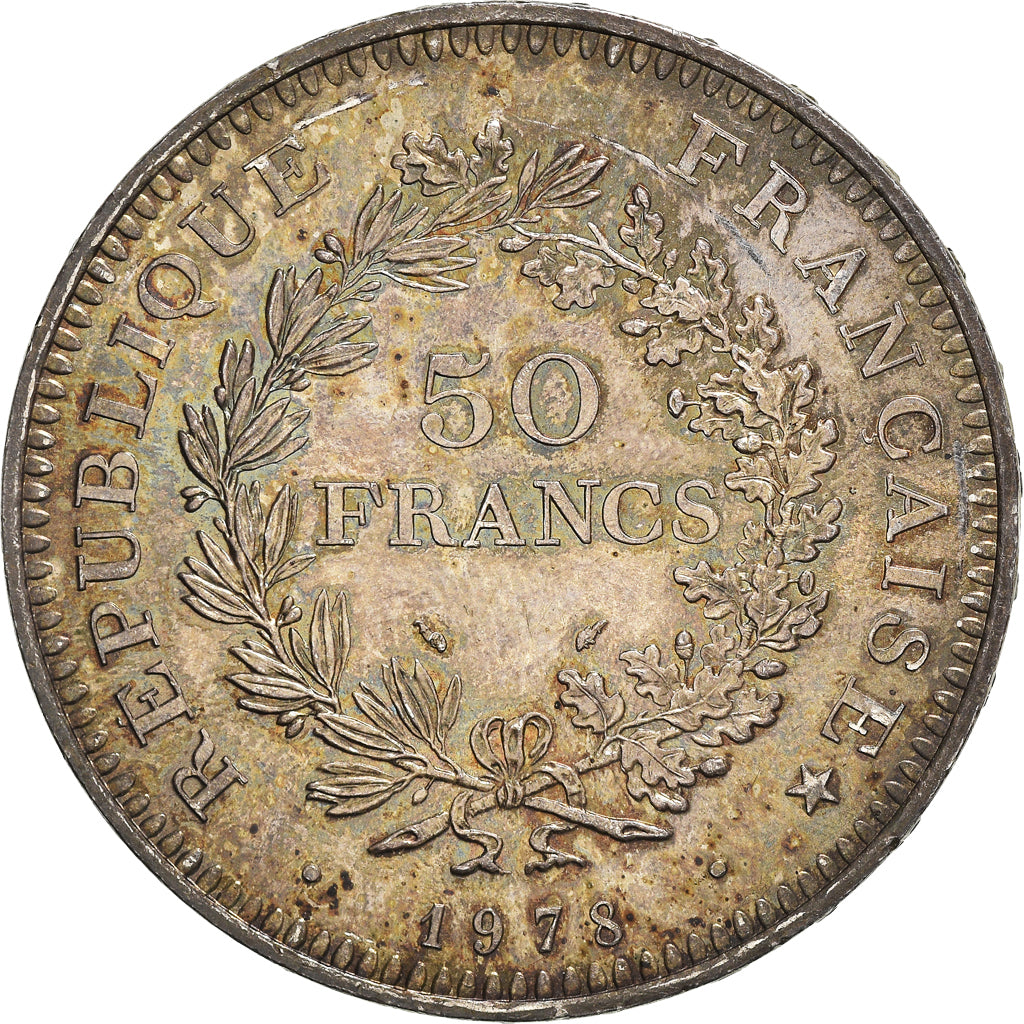 Coin, France, Hercule, 50 Francs, 1978, Paris, MS(63), Silver, KM:941.1
