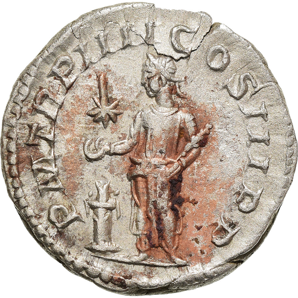 Moeda, Elagabalus, Denarius, 221, Rome, AU(50-53), Prata, RIC:46