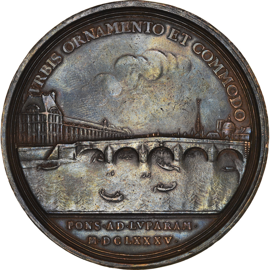 Frankrijk, Medaille, Louis XIV, Construction du Pont Royal, 1685, PR, Silvered