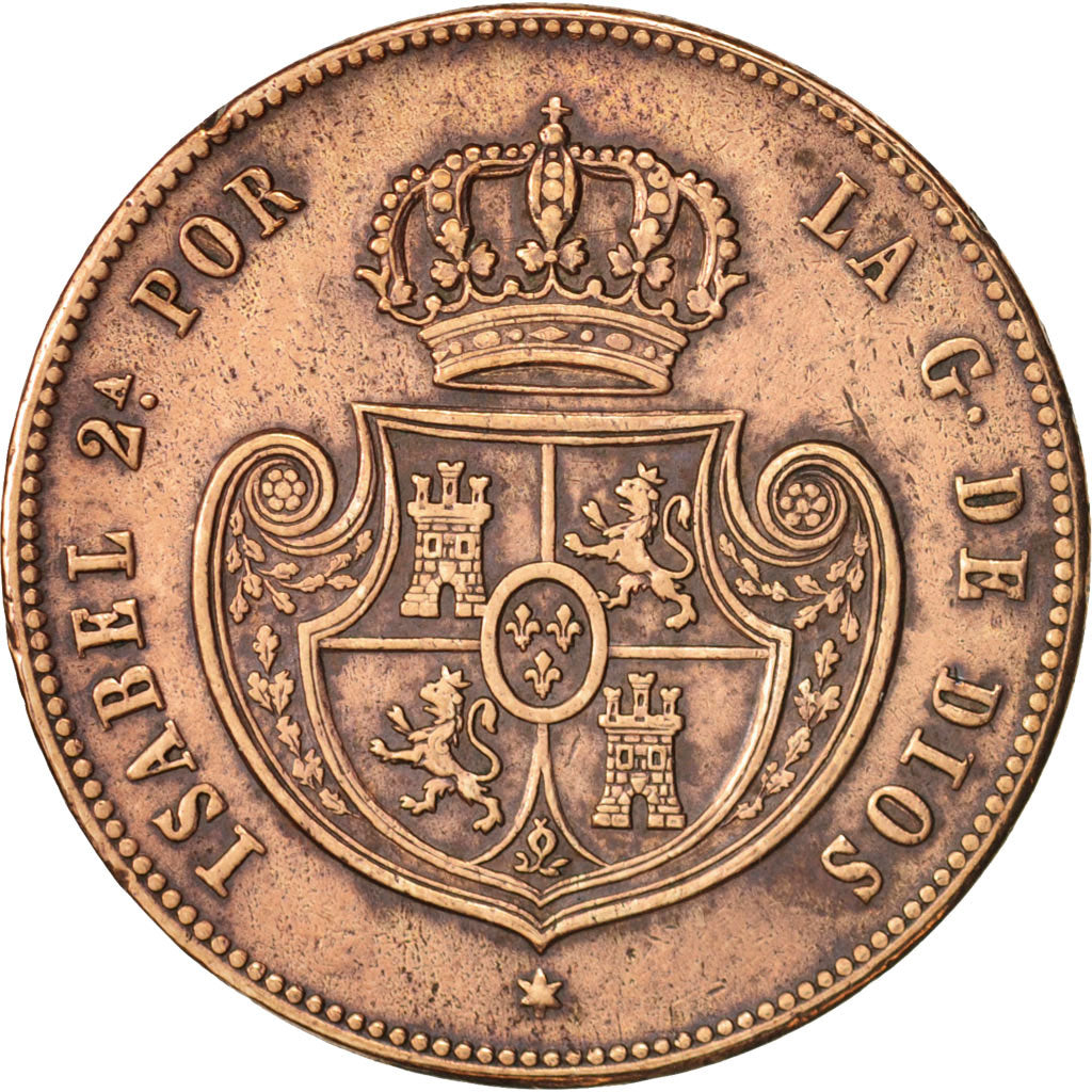 Spain, Isabel II, 1/2 Réal, 1848, Madrid, EF(40-45), Copper, KM:591.2