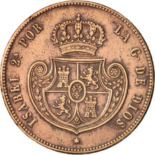 Spain, Isabel II, 1/2 Réal, 1848, Madrid, EF(40-45), Copper, KM:591.2