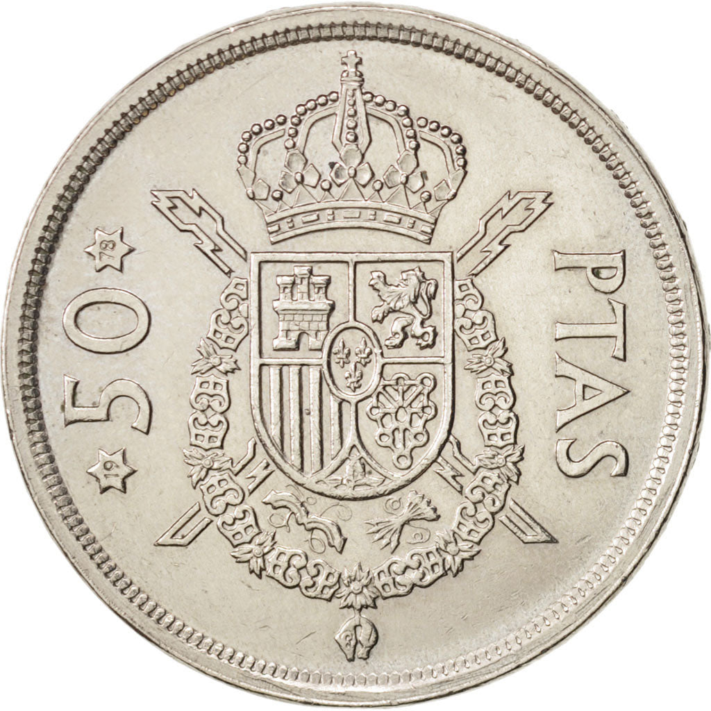 Spanien, Juan Carlos I, 50 Pesetas, 1975, AU(50-53), Copper-nickel, KM:809