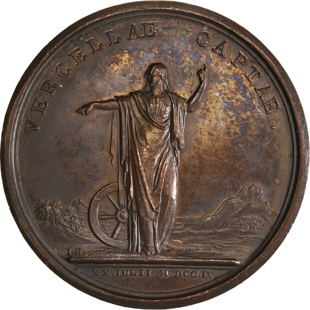 Francia, medalla, Louis XIV, Prise de Vercelli, 1704, Mauger, EBC, Bronce