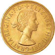 Coin, Great Britain, Elizabeth II, Sovereign, 1957, London, MS(63), Gold, KM:908