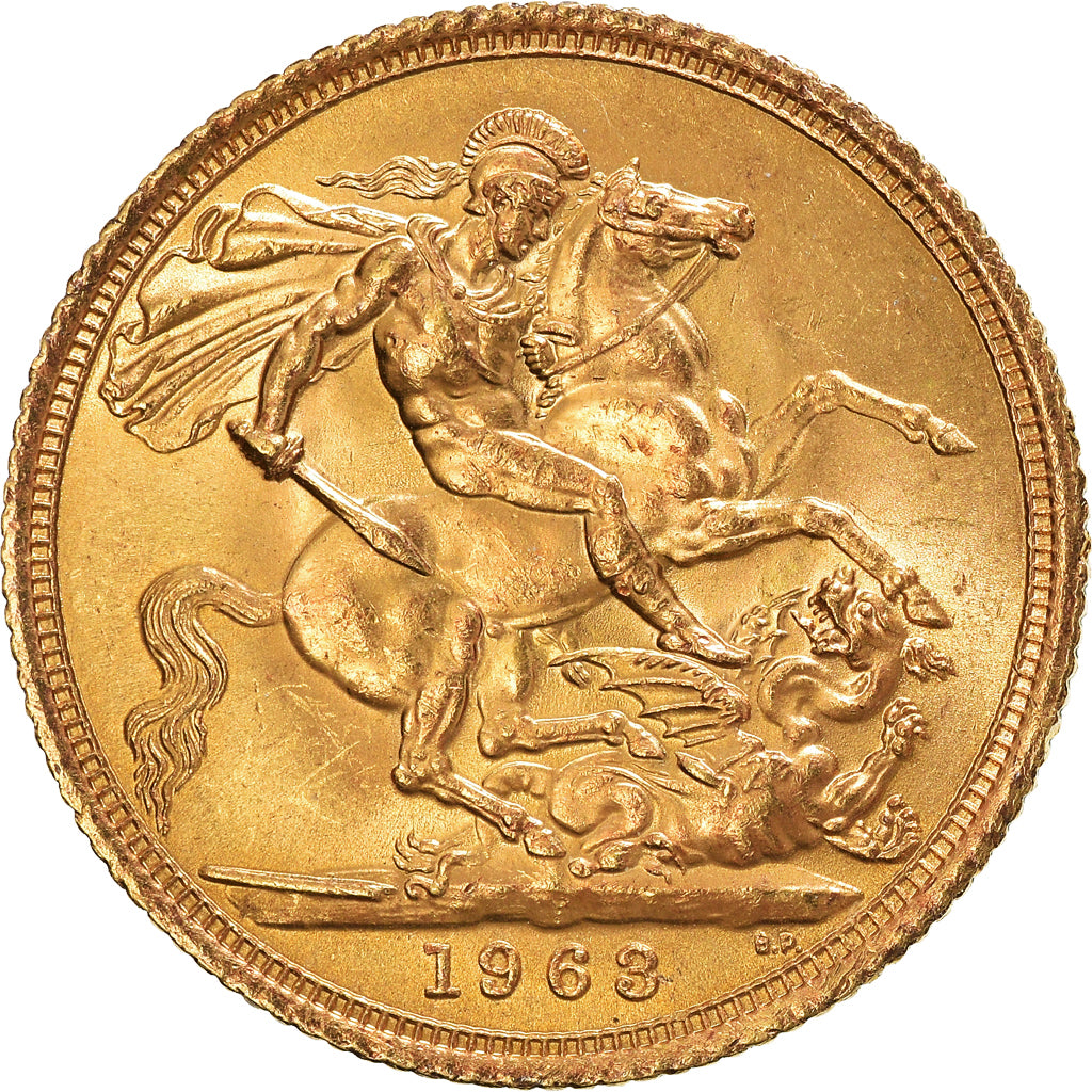 Coin, Great Britain, Elizabeth II, Sovereign, 1963, MS(63), Gold, KM:908