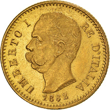 Moneta, Włochy, Umberto I, 20 Lire, 1882, Rome, MS(63), Złoto, KM:21
