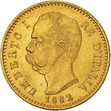 Munten, Italië, Umberto I, 20 Lire, 1882, Rome, UNC-, Goud, KM:21