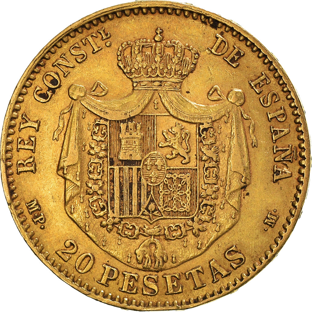 Coin, Spain, Alfonso XIII, 20 Pesetas, 1890, Madrid, AU(55-58), Gold, KM:693