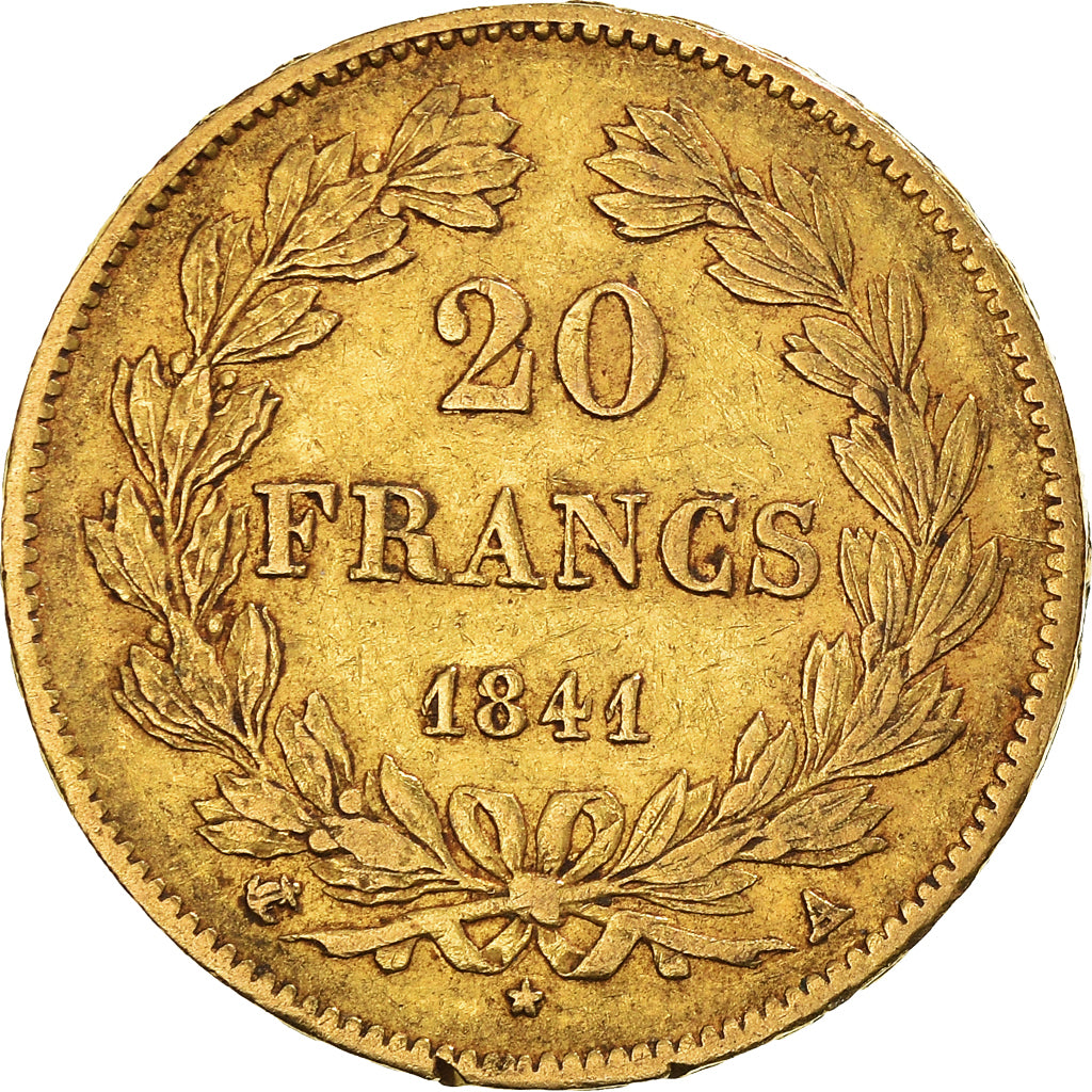 Moneda, Francia, Louis-Philippe, 20 Francs, 1841, Paris, MBC, Oro, KM:750.1