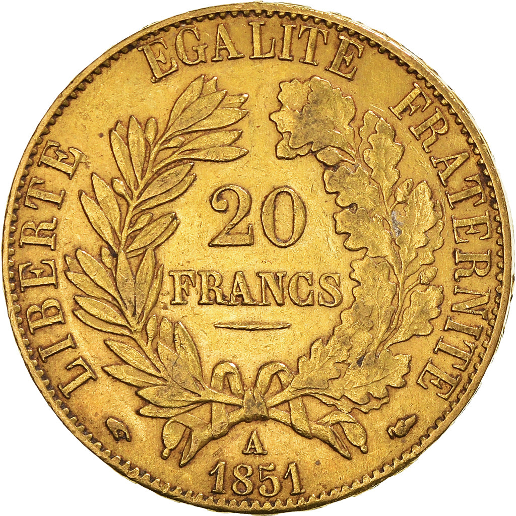 Coin, France, Cérès, 20 Francs, 1851, Paris, AU(50-53), Gold, KM:762