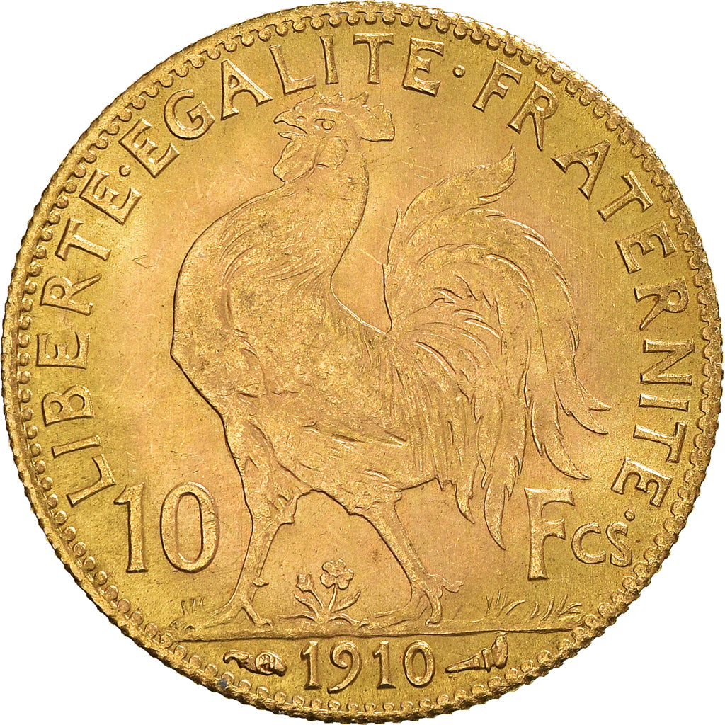 Munten, Frankrijk, Marianne, 10 Francs, 1910, Paris, ZF+, Goud, KM:846