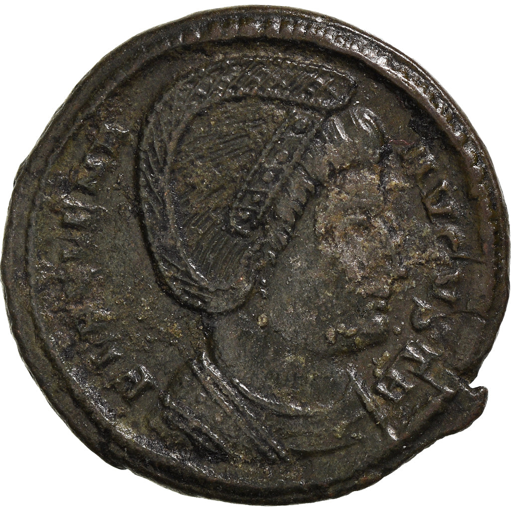 Moneta, Helena, Follis, 327-328, Trier, AU(55-58), Brązowy, RIC:508