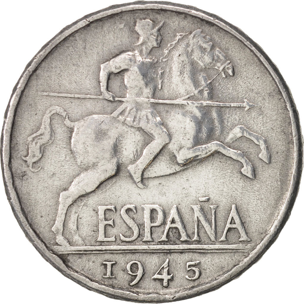 Spain, 10 Centimos, 1945, EF(40-45), Aluminum, KM:766