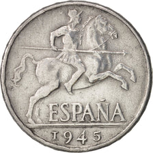 Spain, 10 Centimos, 1945, EF(40-45), Aluminum, KM:766