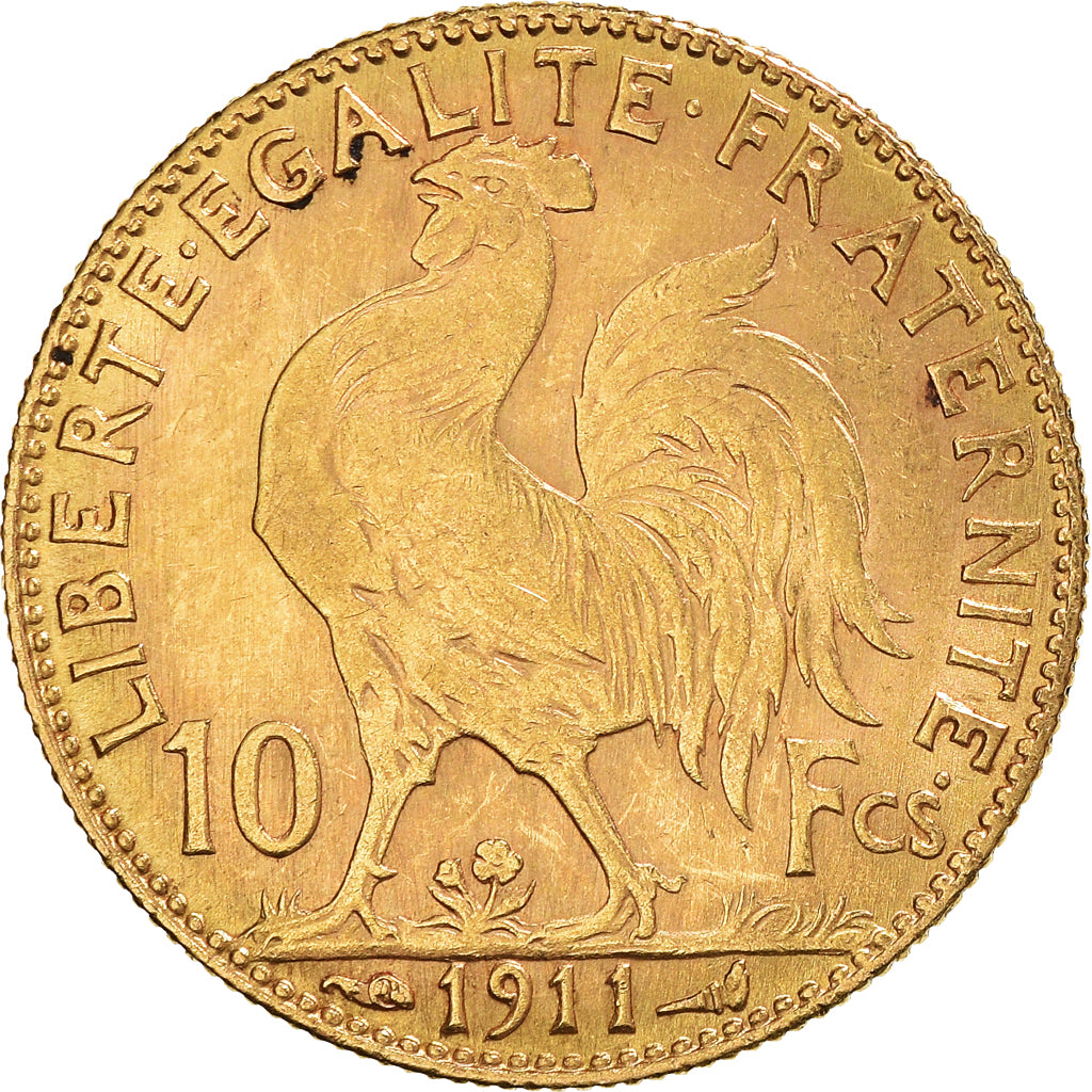 Moeda, França, Marianne, 10 Francs, 1911, Paris, AU(50-53), Dourado, KM:846