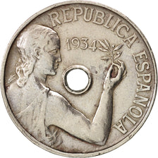 Spain, 25 Centimos, 1934, EF(40-45), Copper-nickel, KM:751