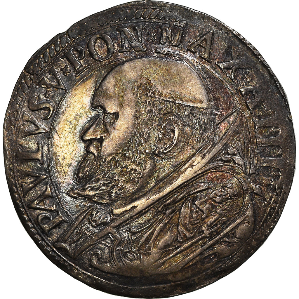 Moneda, Estados italianos, PAPAL STATES, Paul V, Testone, 30 Baiocchi, 1609