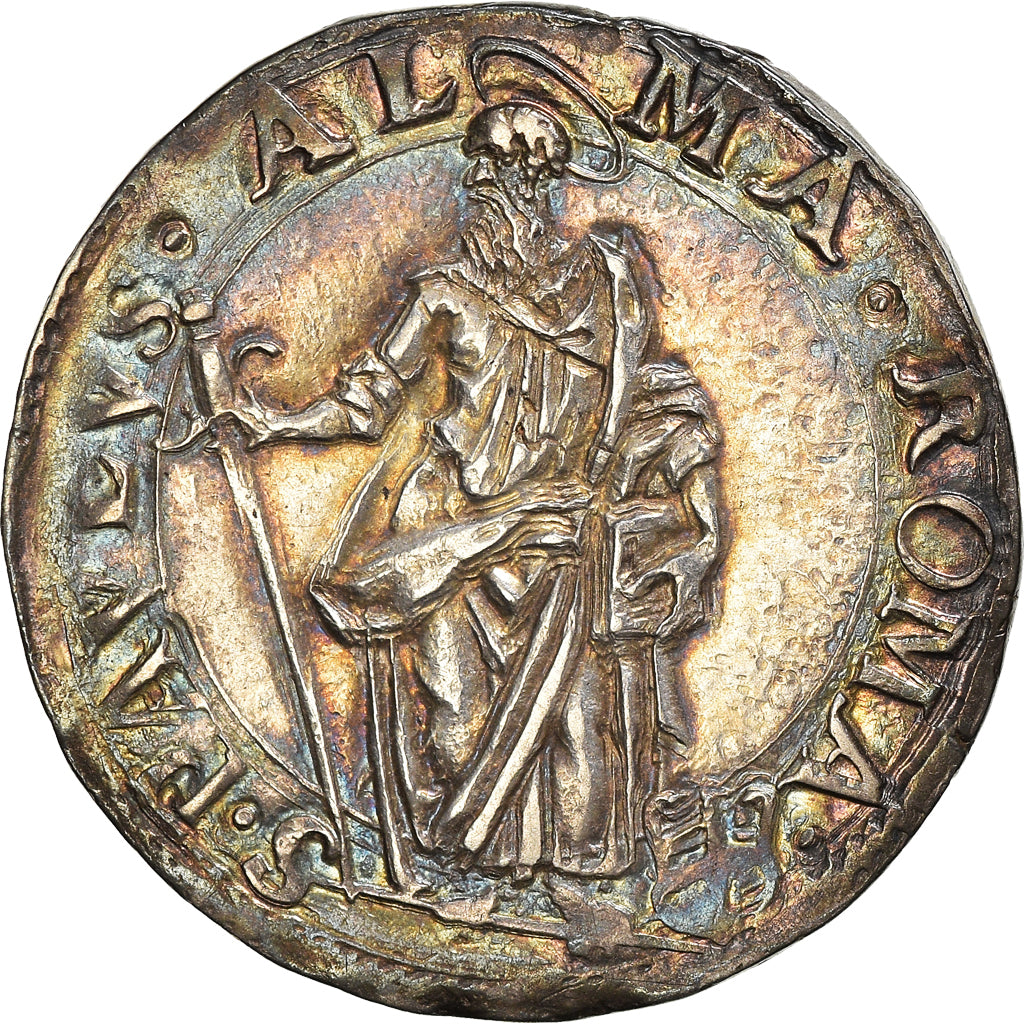 Moneda, Estados italianos, PAPAL STATES, Paul V, Testone, 30 Baiocchi, 1609