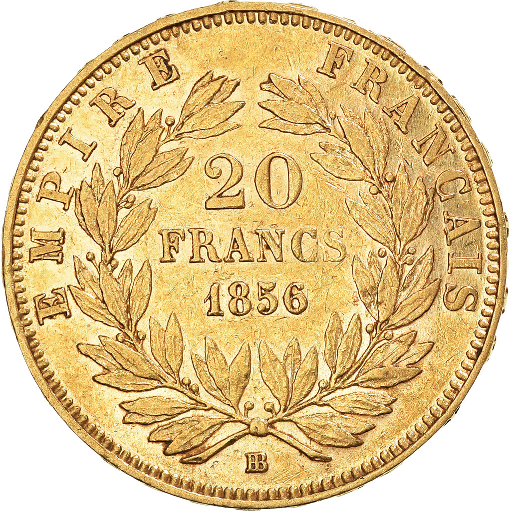 Moneda, Francia, Napoleon III, Napoléon III, 20 Francs, 1856, Strasbourg, MBC