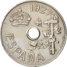 Spain, Alfonso XIII, 25 Centimos, 1927, EF(40-45), Copper-nickel, KM:742
