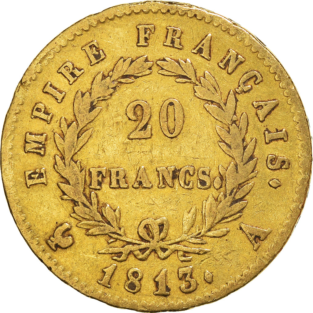Moeda, França, Napoléon I, 20 Francs, 1813, Paris, VF(30-35), Dourado