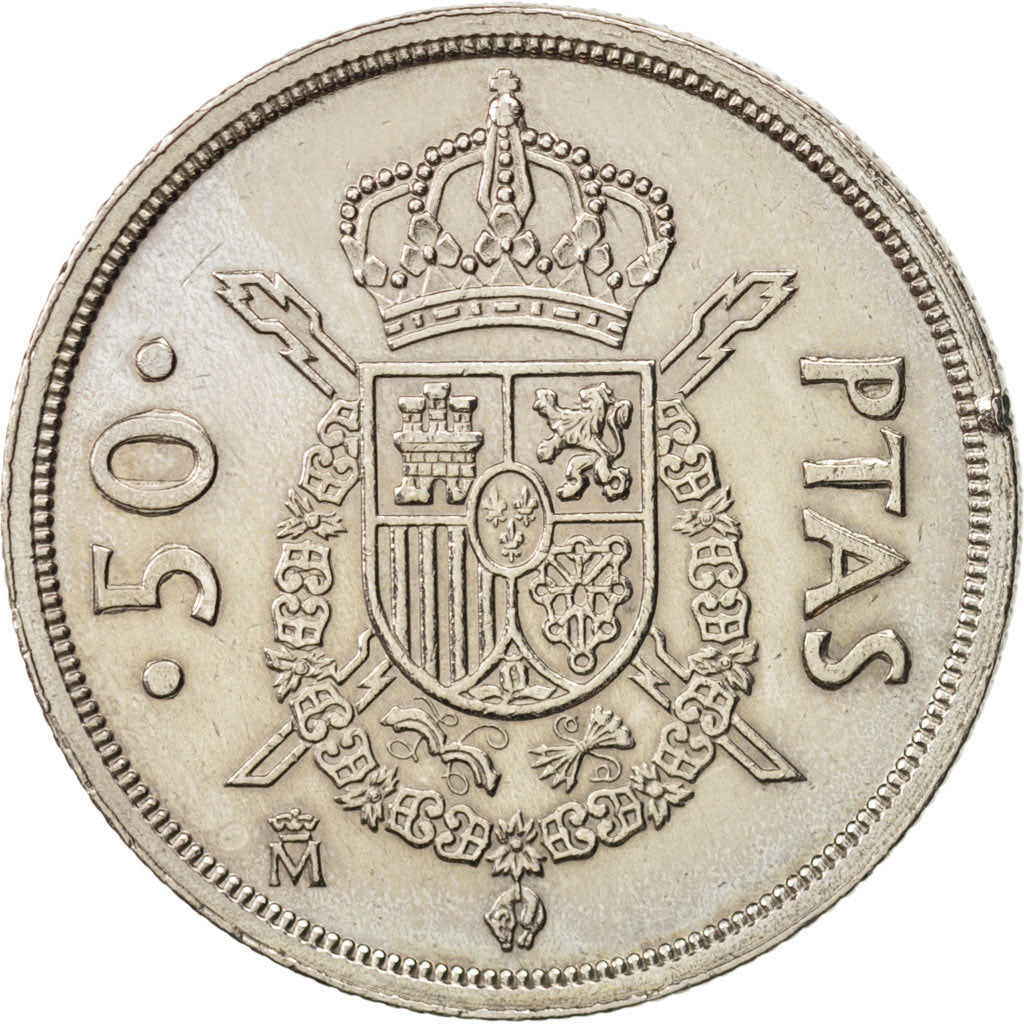 Spain, Juan Carlos I, 50 Pesetas, 1983, AU(50-53), Copper-nickel, KM:825